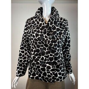 Vintage 90s Elementz Black & White Giraffe Print Double-Breasted Jacket Medium
